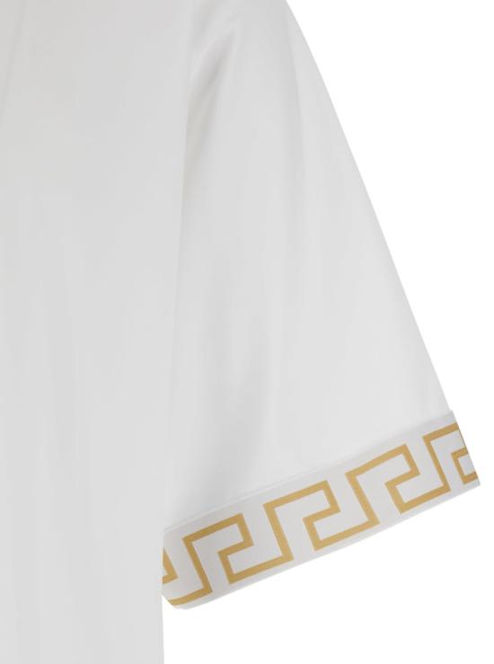  베르사체 반팔 티셔츠 크루넥 티셔츠 (그레카 패턴 소매, 화이트) - VERSACE