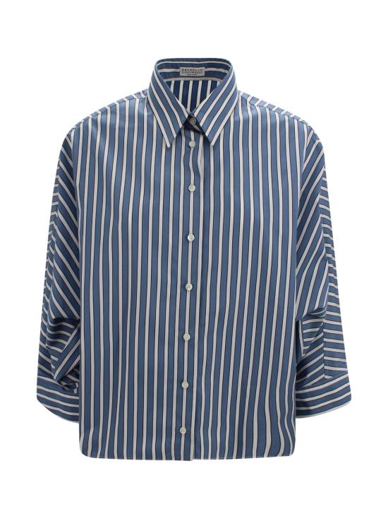  브루넬로 쿠치넬리 블라우스 스트라이프  셔츠 라이트 블루