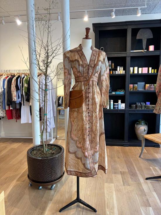  짐머만 미디 원피스 원더러스트 플런지 미디 드레스 - ZIMMERMANN