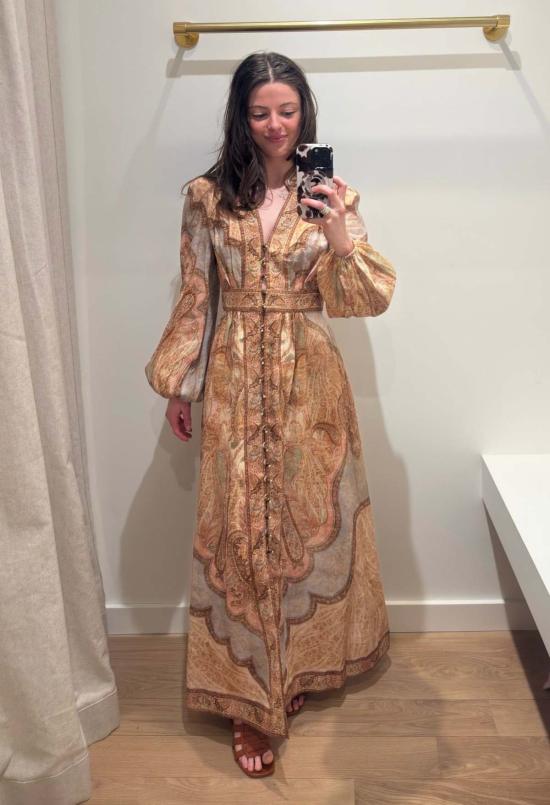  짐머만 미디 원피스 원더러스트 플런지 미디 드레스 - ZIMMERMANN