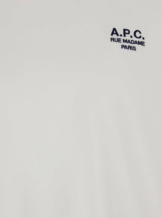  아페쎄 반팔 티셔츠 A.P.C. 크루넥 티셔츠, 앞면에 로고 자수, 면 소재, 화이트 색상 - A.P.C.