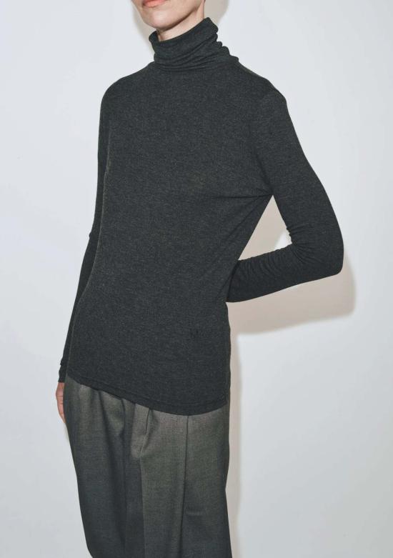  미정박 긴팔 티셔츠 미정 박 롤넥 탑 차콜