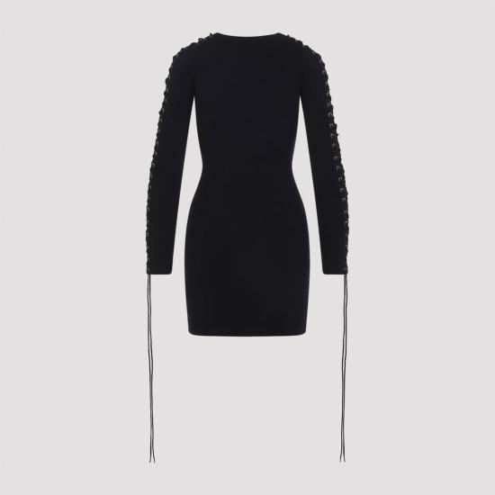  발렌시아가 숏 원피스 레이스업 미니 드레스 블랙 - BALENCIAGA