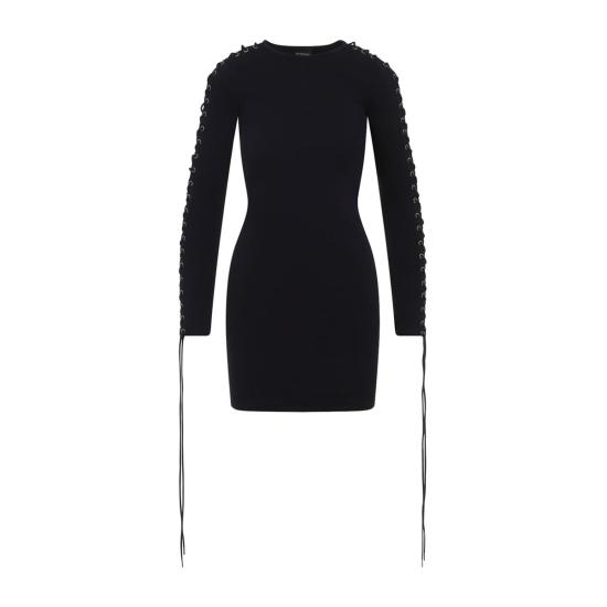  발렌시아가 숏 원피스 레이스업 미니 드레스 블랙 - BALENCIAGA