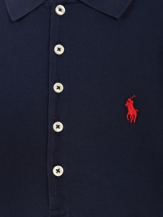  랄프 로렌 반팔 티셔츠 슬림핏 폴로 셔츠 블루 - RALPH LAUREN