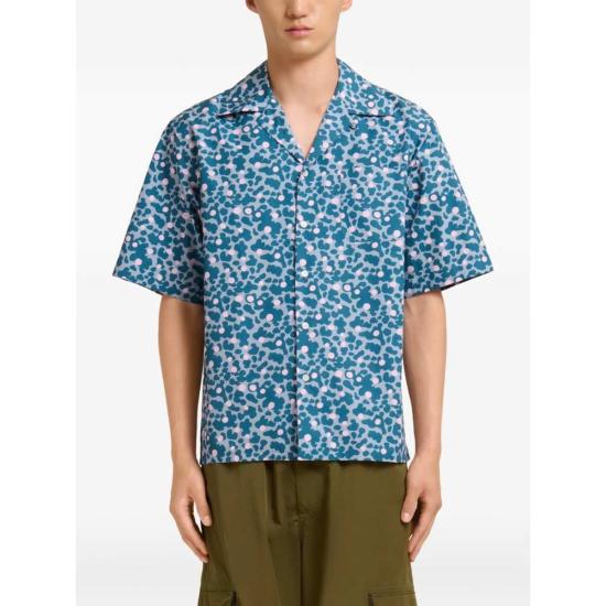  마르니 반팔 셔츠 추상 프린트 셔츠 블루/핑크 - MARNI