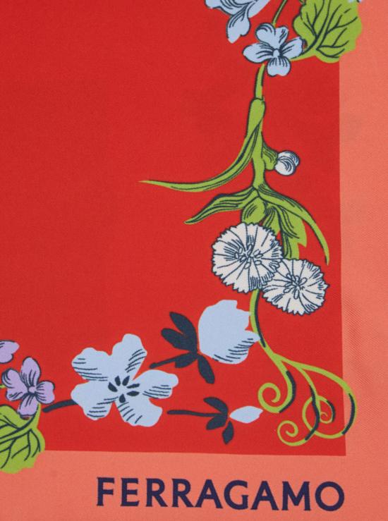  살바토레 페라가모 머플러/스카프 페라가모 플로럴 로고 실크 스카프 레드 - SALVATORE FERRAGAMO