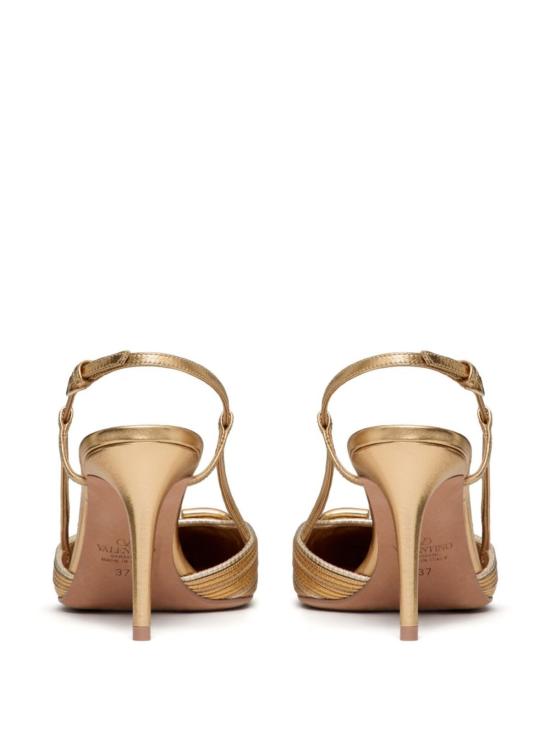  발렌티노 가라바니 힐/펌프스 Valentino Garavani Vlogo 시그니처 가죽 슬링백 펌프스 골든 - VALENTINO GARAVANI