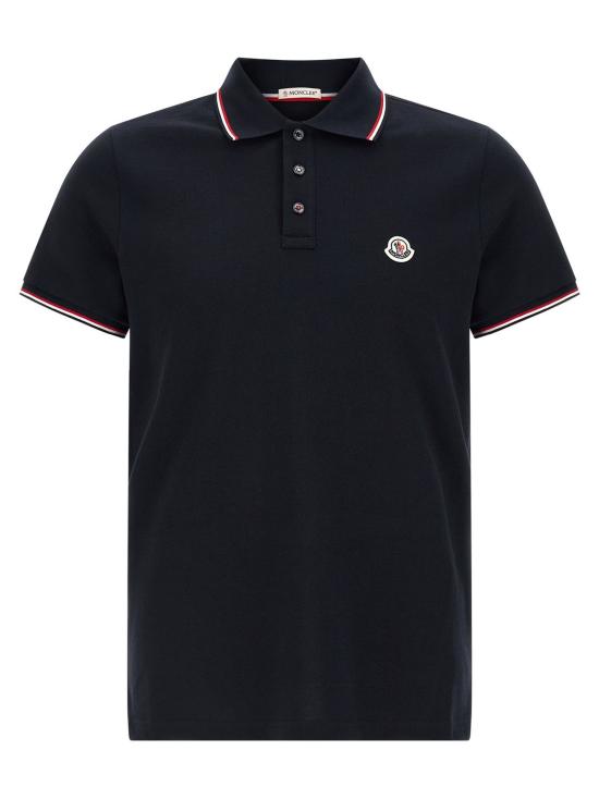  몽클레어 폴로 티셔츠 몽클레르 삼색 디테일 폴로 셔츠 블루
