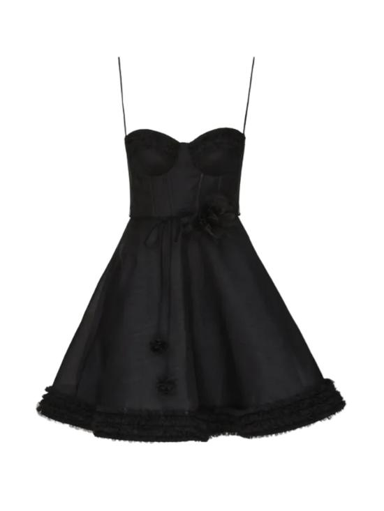  짐머만 숏 원피스 루나 러플 미니 드레스 블랙