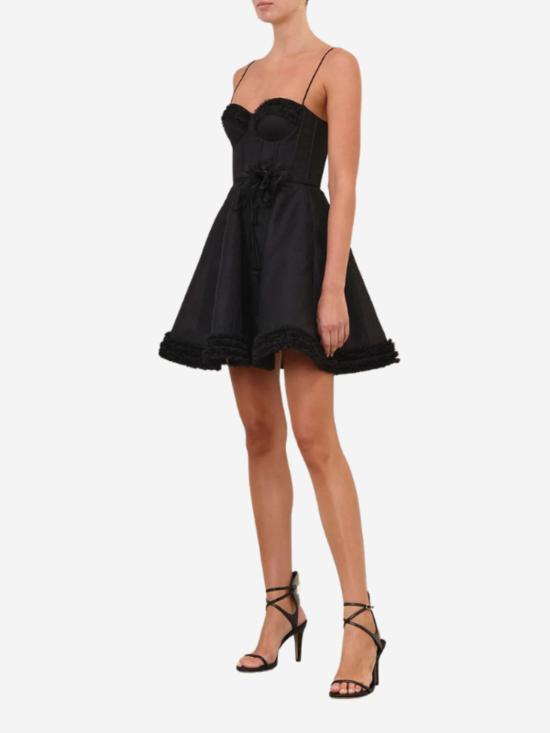  짐머만 숏 원피스 루나 러플 미니 드레스 블랙 - ZIMMERMANN