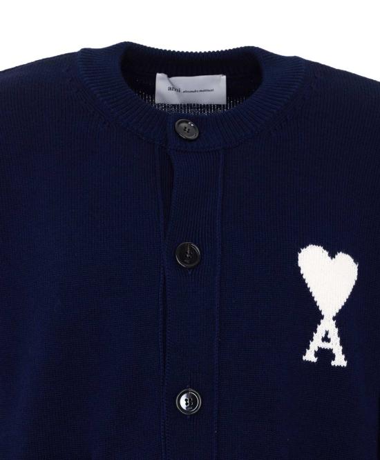  아미 가디건 알렉상드르 마티우시 라운드넥 쿠르  카디건 블루 - AMI