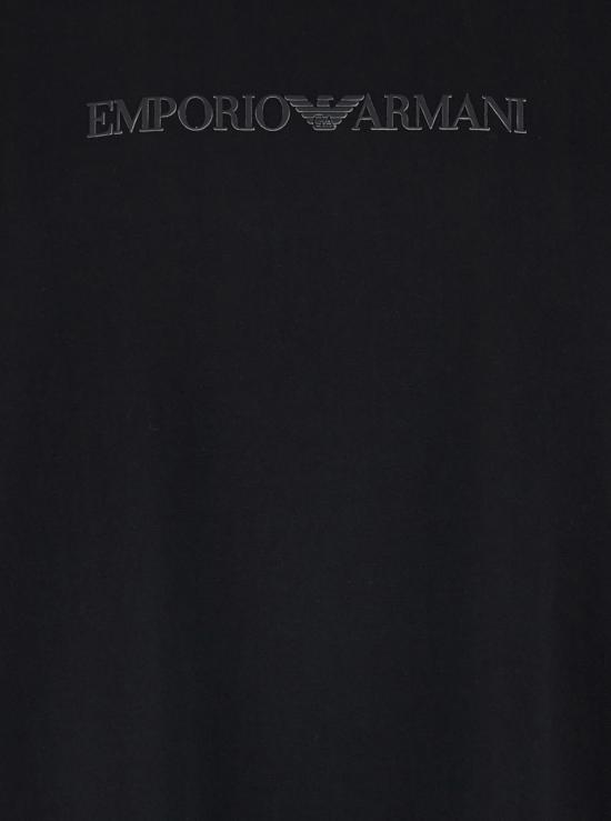  엠포리오 아르마니 반팔 티셔츠 로고 자수 크루넥 티셔츠 블랙 - EMPORIO ARMANI