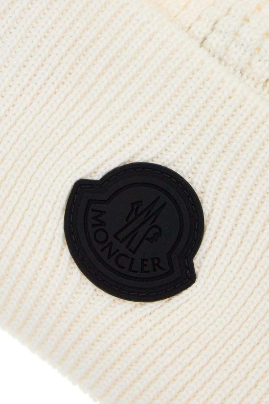  몽클레어 모자 몽클레르 아이보리 코튼 비니  화이트 - MONCLER