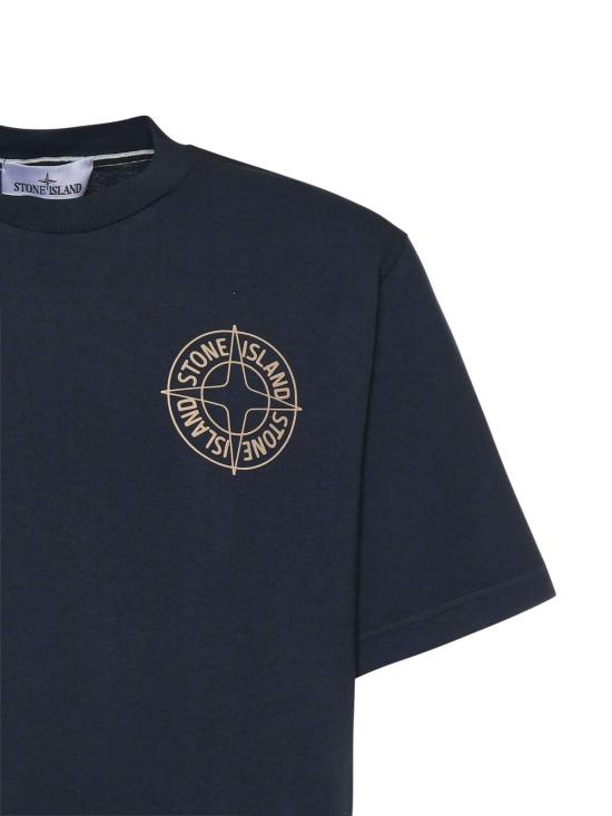  스톤 아일랜드 반팔 티셔츠 스톤 프린트 티셔츠 네이비 - STONE ISLAND