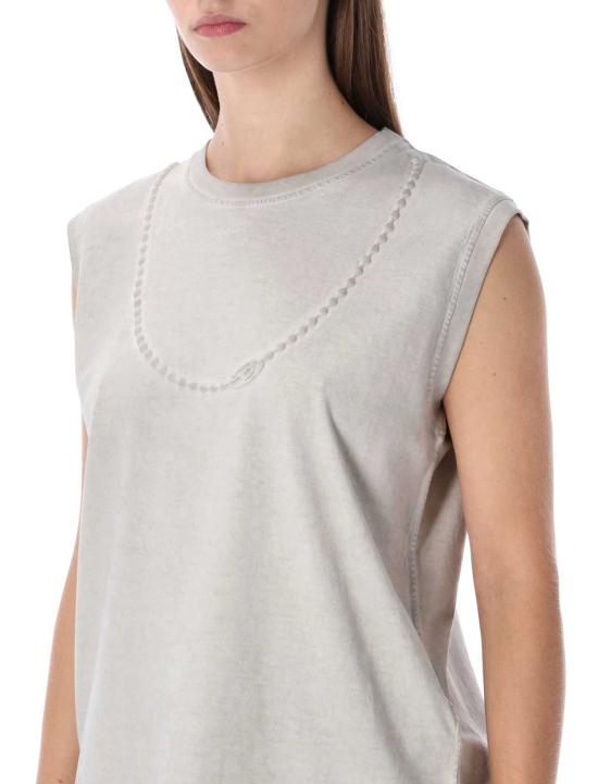  디젤 민소매 티셔츠 T Embej 민소매 코튼 티셔츠 그레이 미스트 - DIESEL