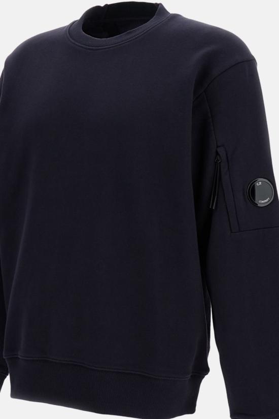  씨피 컴퍼니 긴팔 티셔츠 C.P. 컴퍼니 대각선 엠보싱 플리스 크루넥 렌즈 스웨트셔츠 블루 - C.P. COMPANY