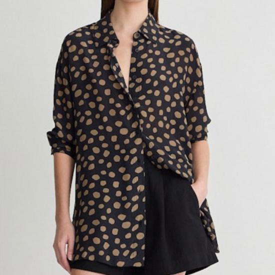  어피스 어파트 셔츠 Apiece Apart Isolde 버튼다운 셔츠 블랙 & 카멜