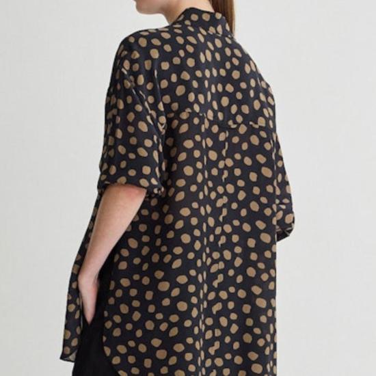  어피스 어파트 셔츠 Apiece Apart Isolde 버튼다운 셔츠 블랙 & 카멜 - APIECE APART