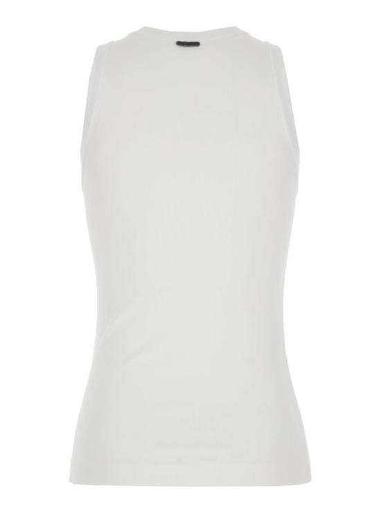  브루넬로 쿠치넬리 블라우스 크루넥 코튼 스트레치 탑 (모닐 디테일 포함) 화이트 - BRUNELLO CUCINELLI