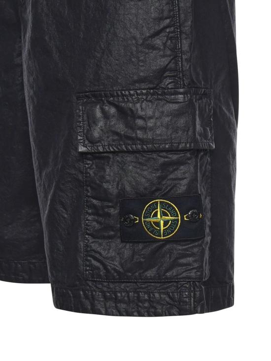  스톤 아일랜드 숏팬츠 나일론 카고 버뮤다 반바지 블랙 - STONE ISLAND