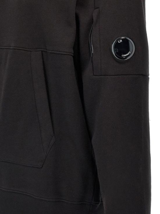  씨피 컴퍼니 긴팔 티셔츠 C.P. 회사 로고 면 후드티 블랙 - C.P. COMPANY