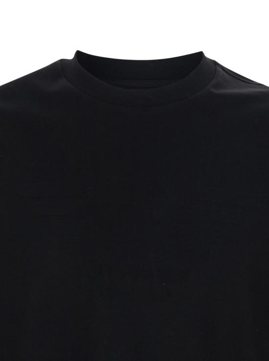  엠포리오 아르마니 반팔 티셔츠 스트레치 크루넥 톤온톤 로고 코튼 자카드 티셔츠 블랙 - EMPORIO ARMANI