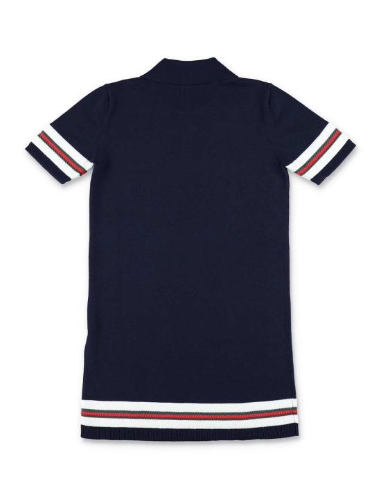  [키즈] 구찌 원피스 키즈 웹 스트라이프 폴로 드레스 잉크/화이트 - GUCCI