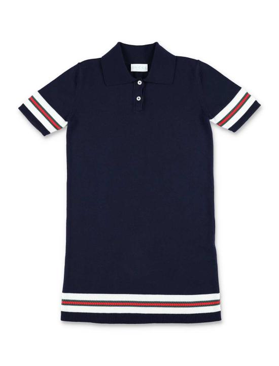  [키즈] 구찌 원피스 키즈 웹 스트라이프 폴로 드레스 잉크/화이트