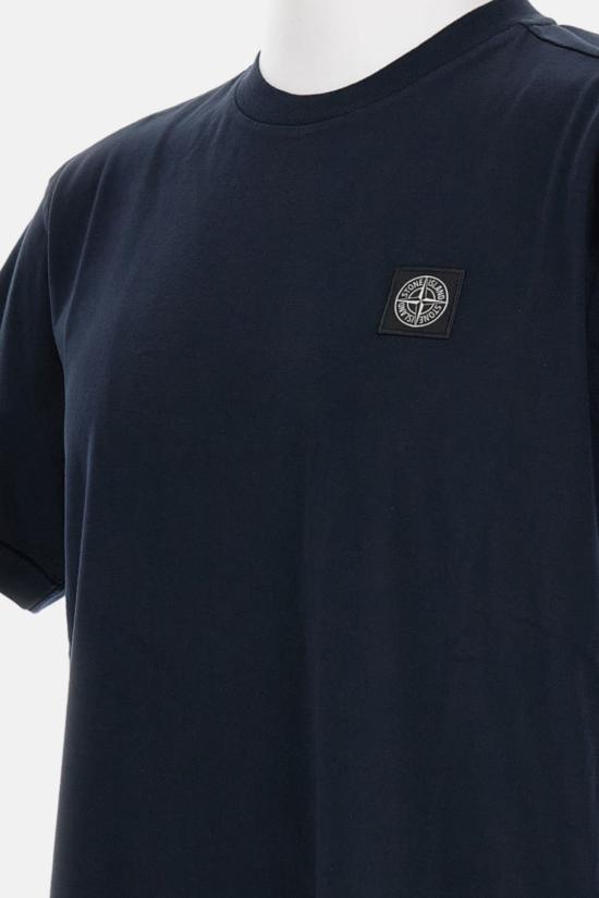 스톤 아일랜드 반팔 티셔츠 로고 티셔츠 블루 - STONE ISLAND
