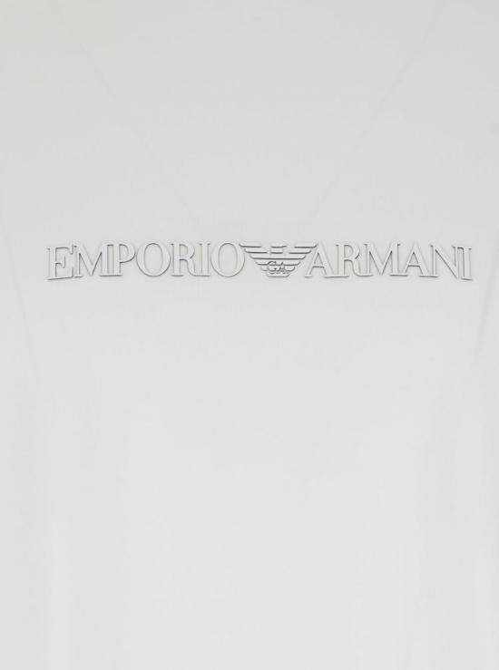  엠포리오 아르마니 반팔 티셔츠 로고 레터링 크루넥 티셔츠 화이트 - EMPORIO ARMANI