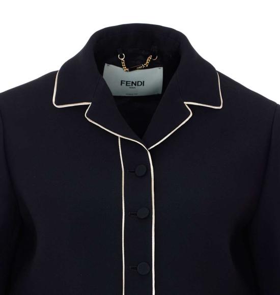  펜디 수트 자켓 실크 및 울 블레이저 블랙 - FENDI