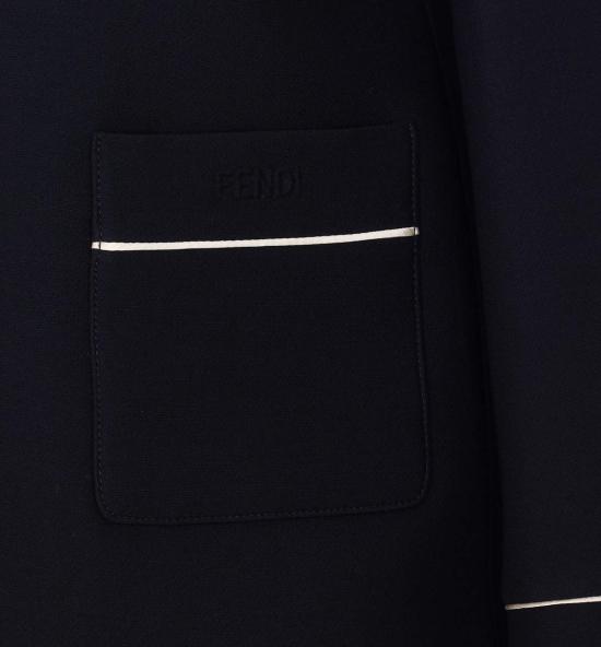  펜디 수트 자켓 실크 및 울 블레이저 블랙 - FENDI