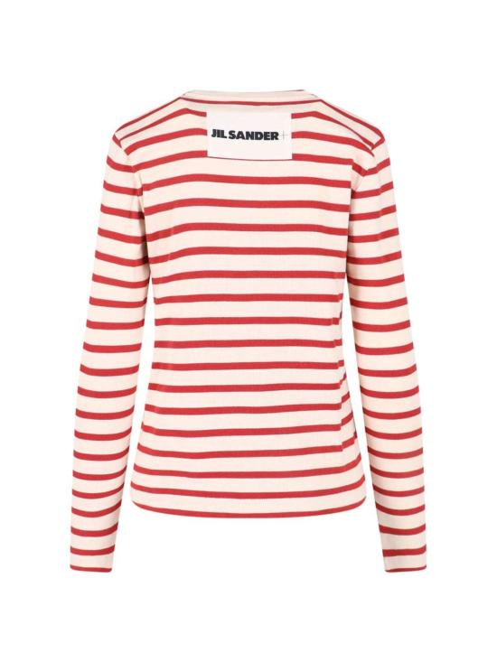  질샌더 반팔 티셔츠 질 샌더 스트라이프 티셔츠 레드 - JIL SANDER