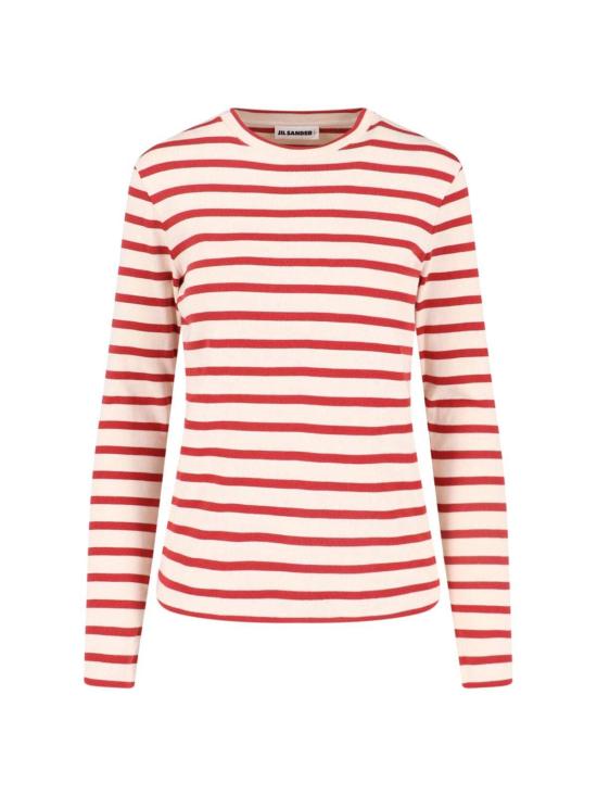  질샌더 반팔 티셔츠 질 샌더 스트라이프 티셔츠 레드
