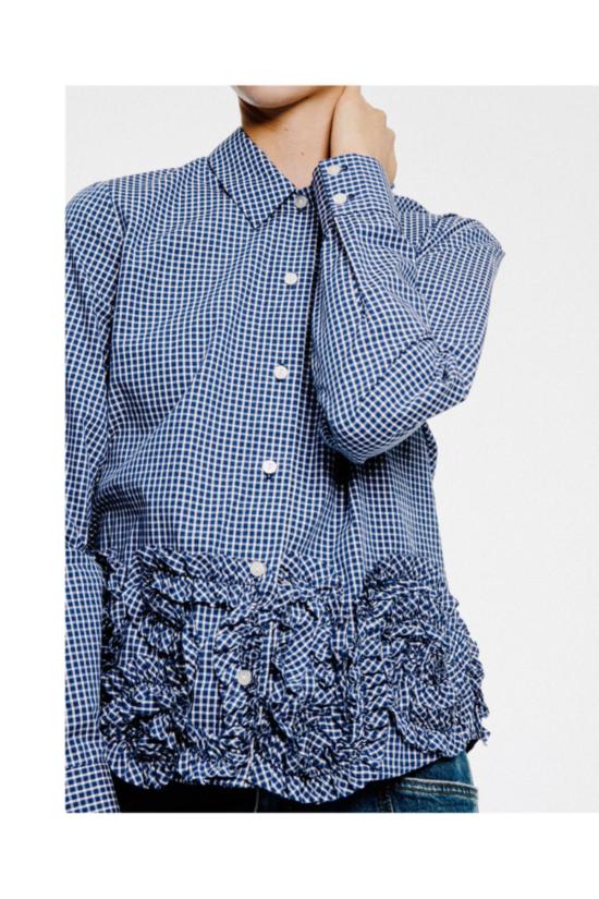  바움 운드 페르드가르텐 블라우스 Baum und Pferdgarten Mariel 미니 블루 체크 셔츠 블루 - BAUM UND PFERDGARTEN