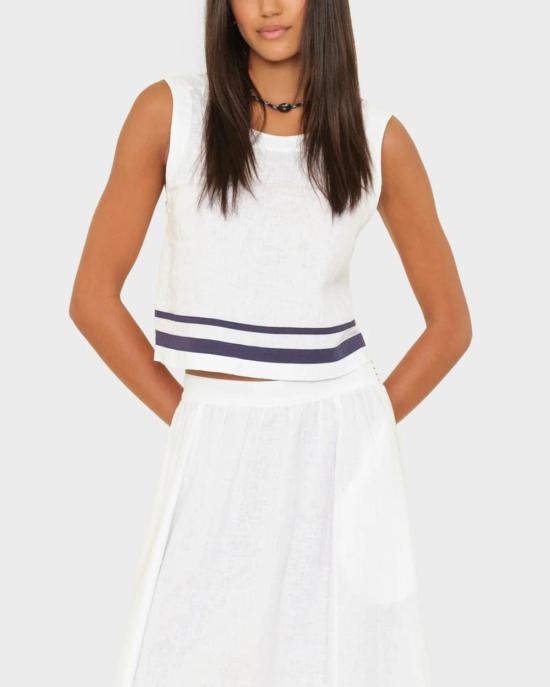  시레나 민소매 티셔츠 레니 탑 화이트