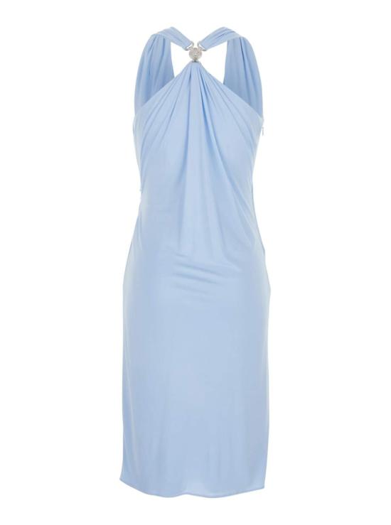  베르사체 미디 원피스 라이트 블루 비스코스 미디 드레스 (V넥) - VERSACE