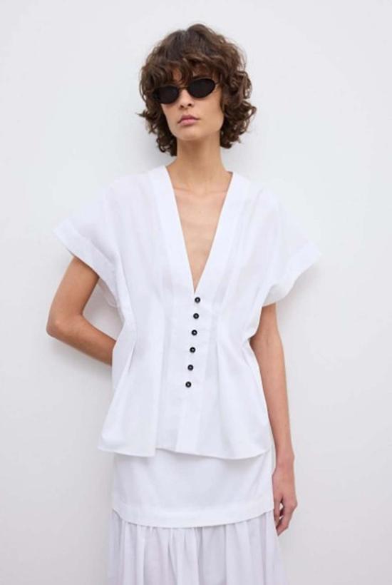  하우스 오브 다그마르 블라우스 하우스 오브 다그마 허리 조임형 면 탑 화이트 - HOUSE OF DAGMAR