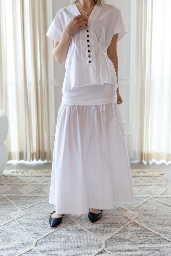  하우스 오브 다그마르 블라우스 하우스 오브 다그마 허리 조임형 면 탑 화이트 - HOUSE OF DAGMAR