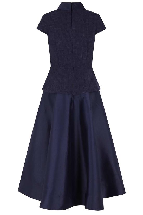  셀프 포트레이트 미디 원피스 Self Portrait 부클 태피터 미디 드레스 네이비 - SELF PORTRAIT