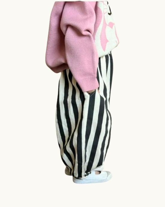  [키즈] Best Day Ever 트레이닝/조거 팬츠 키즈 베스트 데이 에버 스트라이프  블랙/크림 - OTHER BRANDS