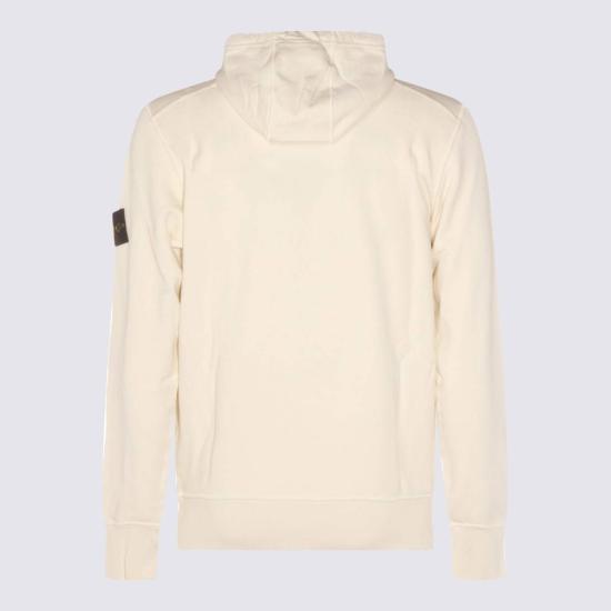  스톤 아일랜드 긴팔 티셔츠 아이보리 코튼 스웨트셔츠 화이트 - STONE ISLAND