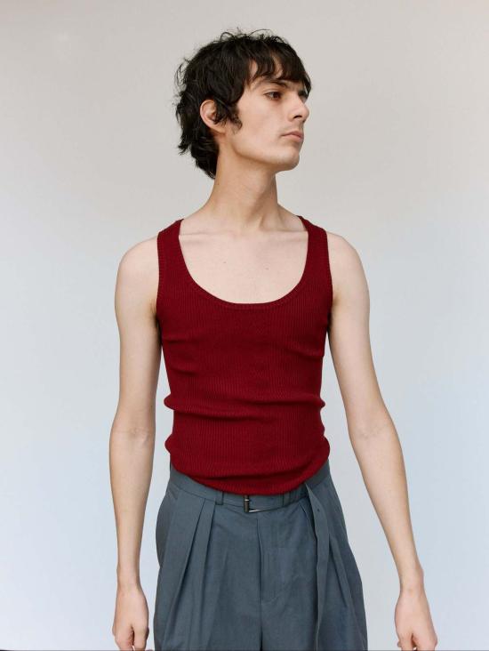  드리스 반 노튼 민소매 티셔츠 Dries Van Noten 보르도 모토 탑