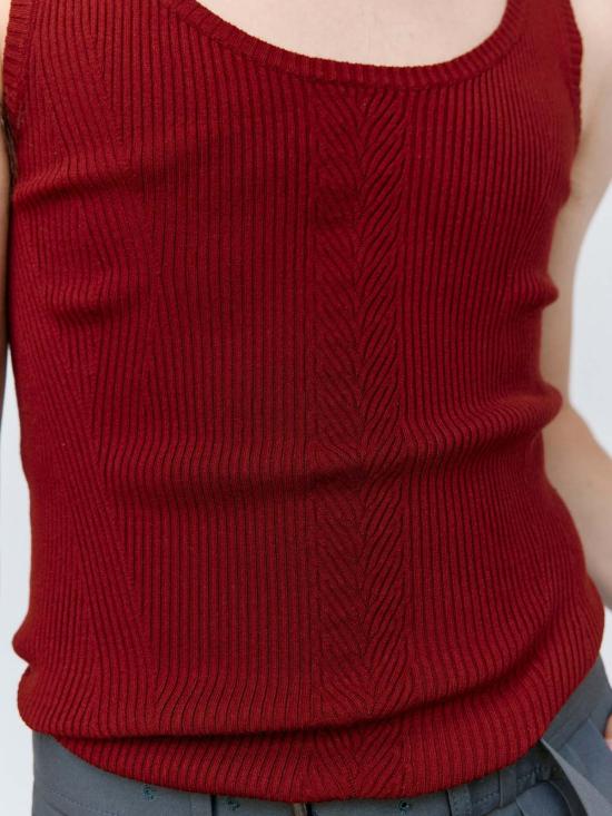  드리스 반 노튼 민소매 티셔츠 Dries Van Noten 보르도 모토 탑 - DRIES VAN NOTEN