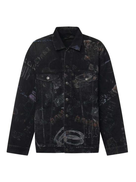  발렌시아가 데님 자켓 올오버 크레용 워싱 코튼 데님 재킷 블랙