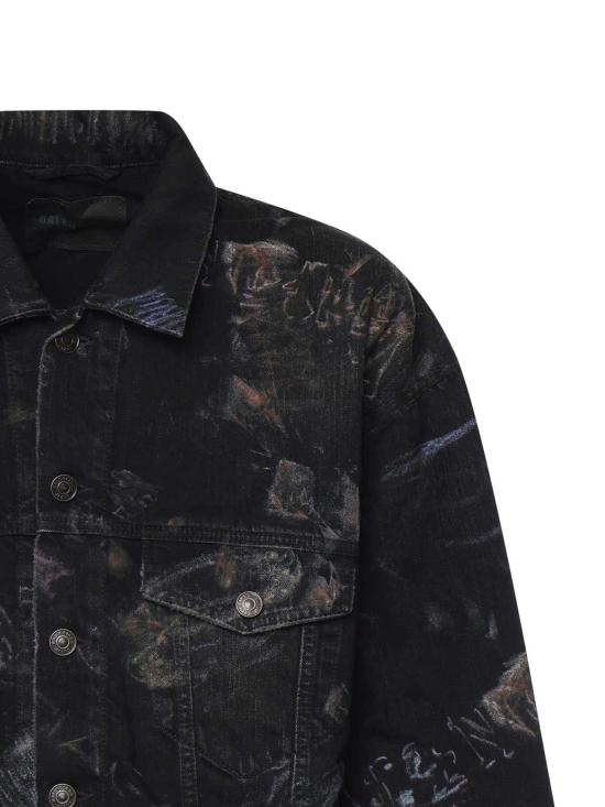  발렌시아가 데님 자켓 올오버 크레용 워싱 코튼 데님 재킷 블랙 - BALENCIAGA