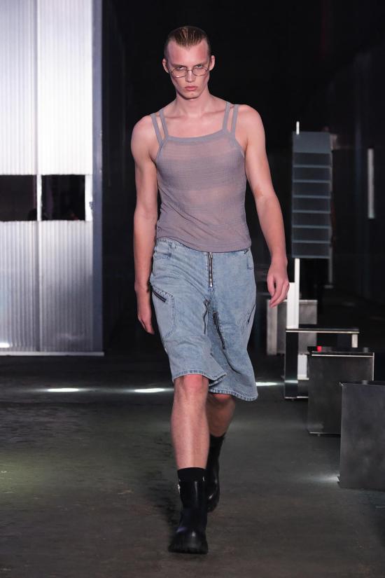  팡 뉴욕 민소매 티셔츠 팡 NYC 니트 체크무늬 더블 스트라이프 탱크탑 - FANG NYC