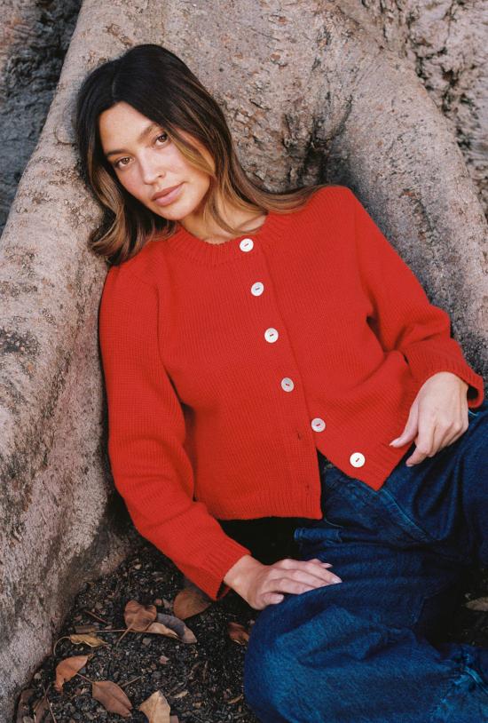  마리아 스탠리 가디건 청키 코튼 카디건