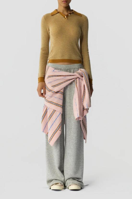  게스트 인 레지던스 긴팔 티셔츠 피케 수축 긴팔 폴로 캐시미어 폴로 스웨이드 - GUEST IN RESIDENCE